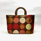 Big Dots Brown Wide Oval Bottom Knitting Craft Tote Bag
