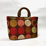 Big Dots Brown Wide Oval Bottom Knitting Craft Tote Bag