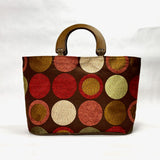 Big Dots Brown Wide Oval Bottom Knitting Craft Tote Bag