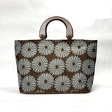 Sunburst Blue Wide Oval Bottom Knitting Craft Tote Bag