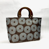 Sunburst Blue Wide Oval Bottom Knitting Craft Tote Bag