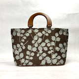 Blue Leaves Wide Oval Bottom Knitting Craft Tote Bag