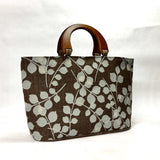 Blue Leaves Wide Oval Bottom Knitting Craft Tote Bag