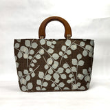 Blue Leaves Wide Oval Bottom Knitting Craft Tote Bag