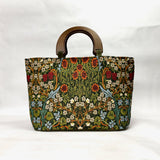 Blackthorne Green Wide Oval Bottom Knitting Craft Tote Bag