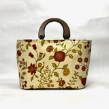 Floral Trellis Wide Oval Bottom Knitting Craft Tote Bag