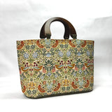 Strawberry Thief Green Wide Oval Bottom Knitting Craft Tote Bag