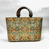 Strawberry Thief Green Wide Oval Bottom Knitting Craft Tote Bag