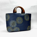 Brayer Flower Blue Wide Oval Bottom Knitting Craft Tote Bag