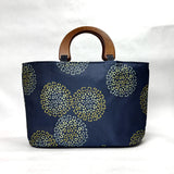 Brayer Flower Blue Wide Oval Bottom Knitting Craft Tote Bag