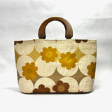 Daisy Flowers Wide Oval Bottom Knitting Craft Tote Bag