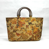 Antique Trellis Wide Oval Bottom Knitting Craft Tote Bag