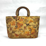 Antique Trellis Wide Oval Bottom Knitting Craft Tote Bag