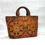 Kilim Red Wide Oval Bottom Knitting Craft Tote Bag