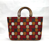 Chroma Red Wide Oval Bottom Knitting Craft Tote Bag