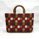 Chroma Red Wide Oval Bottom Knitting Craft Tote Bag