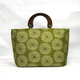 Sunburst Green Wide Oval Bottom Knitting Craft Tote Bag