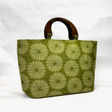 Sunburst Green Wide Oval Bottom Knitting Craft Tote Bag