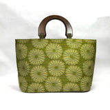 Sunburst Green Wide Oval Bottom Knitting Craft Tote Bag