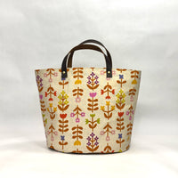 Favorite Flowers Natural Oval Bottom Knitting Craft Tote Bag