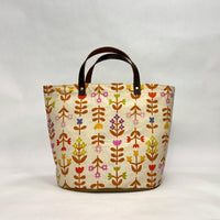 Favorite Flowers Natural Oval Bottom Knitting Craft Tote Bag