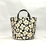 Black Flower Oval Bottom Knitting Craft Tote Bag