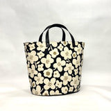 Black Flower Oval Bottom Knitting Craft Tote Bag