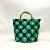 Mellow Navy Green Oval Bottom Knitting Craft Tote Bag