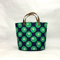 Mellow Navy Green Oval Bottom Knitting Craft Tote Bag