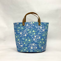 Blue Flowers Oval Bottom Knitting Craft Tote Bag