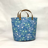 Blue Flowers Oval Bottom Knitting Craft Tote Bag