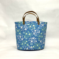 Blue Flowers Oval Bottom Knitting Craft Tote Bag