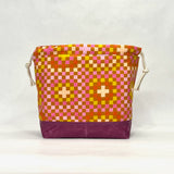 Granny Square Pink Large Drawstring Knitting Project Craft Bag