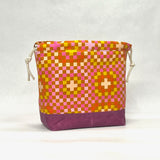 Granny Square Pink Large Drawstring Knitting Project Craft Bag