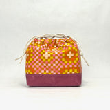 Granny Square Pink Large Drawstring Knitting Project Craft Bag