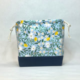 Daisy Fields Blue Large Drawstring Knitting Project Craft Bag