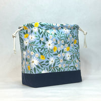 Daisy Fields Blue Large Drawstring Knitting Project Craft Bag