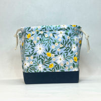 Daisy Fields Blue Large Drawstring Knitting Project Craft Bag