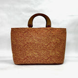 Scattered Dots Red Chenille Wide Oval Bottom Knitting Craft Tote Bag