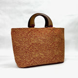 Scattered Dots Red Chenille Wide Oval Bottom Knitting Craft Tote Bag