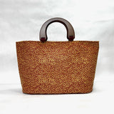 Scattered Dots Red Chenille Wide Oval Bottom Knitting Craft Tote Bag