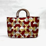 Radius Red Wide Oval Bottom Knitting Craft Tote Bag