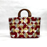 Radius Red Wide Oval Bottom Knitting Craft Tote Bag