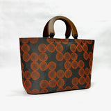 Dottie Orange Wide Oval Bottom Knitting Craft Tote Bag