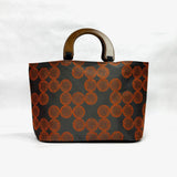 Dottie Orange Wide Oval Bottom Knitting Craft Tote Bag