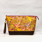 Woodcut Garden XL Zipper Knitting Project Craft Bag with Detachable Leather Wrist Strap