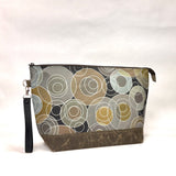 Dynamic Circles XL Zipper Knitting Project Craft Bag with Detachable Leather Wrist Strap
