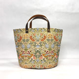 Strawberry Thief Green Tapestry Oval Bottom Knitting Craft Tote Bag