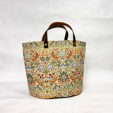 Strawberry Thief Green Tapestry Oval Bottom Knitting Craft Tote Bag