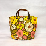Retro 70s Floral Oval Bottom Knitting Craft Tote Bag